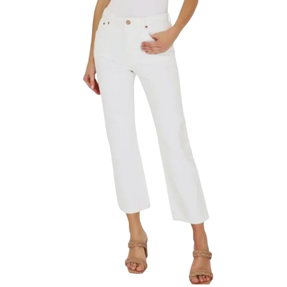 Avec Les Filles Womens Denim Jeans Crop Flare Size 31 Antique White Versatile